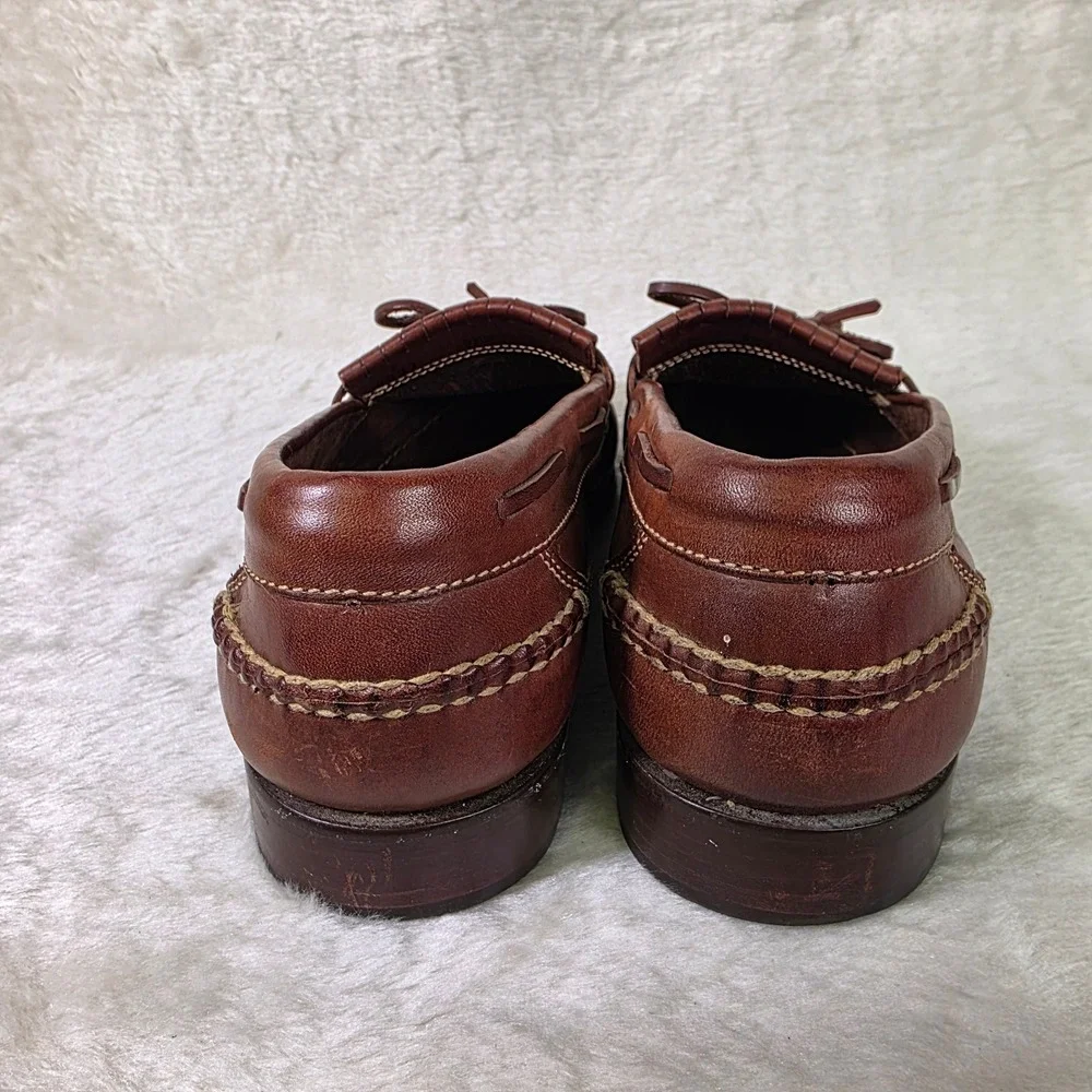VTG Cole Haan Kiltie Tassel Loafers Brown Leather Handsewn Mens 9.5 M NO WEAR